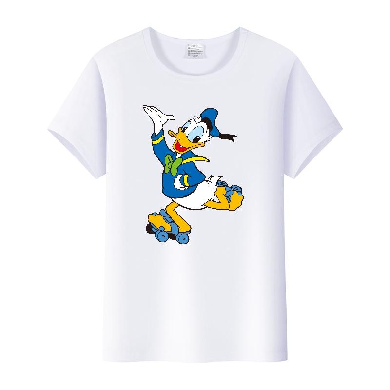 Kawaii Donald Duck Plus Size Tee Ladies Graphic Clothes Summer Women Short Sleeve T-shirt Disney Cartoon Men Tshirt Female Tops