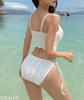 TAKU Korean Style Girlish Slim-Fit Swimsuit Set: Three-Piece Cover-Up with Split Design for Small Busts, Perfect for Vacations and Hot Springs.