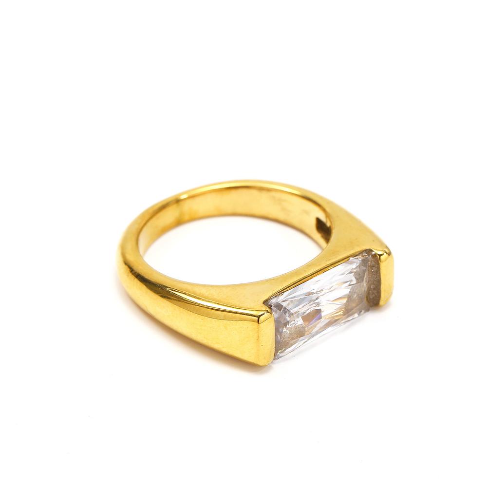 Минималистичное прямоугольное кольцо с цирконием для женщин Уникальное Современное Ювелирное изделие из нержавеющей стали Роскошное ощущение Подарки 7