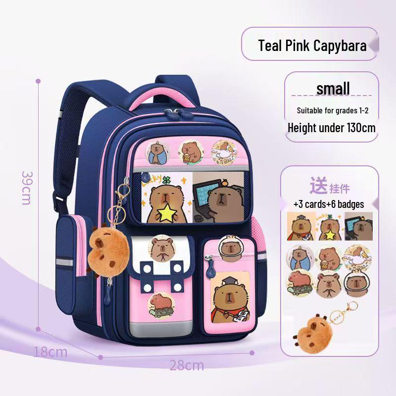 Kids' Lightweight Backpack with Spine Protection for Grades 1-6, Large Capacity, Ideal for Boys and Girls
