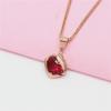 Purple Gold Redstone Pendant, Colored Gold, High-End Rose Gold Plated Necklace, Exquisite Design Trendy Collarbone Chain