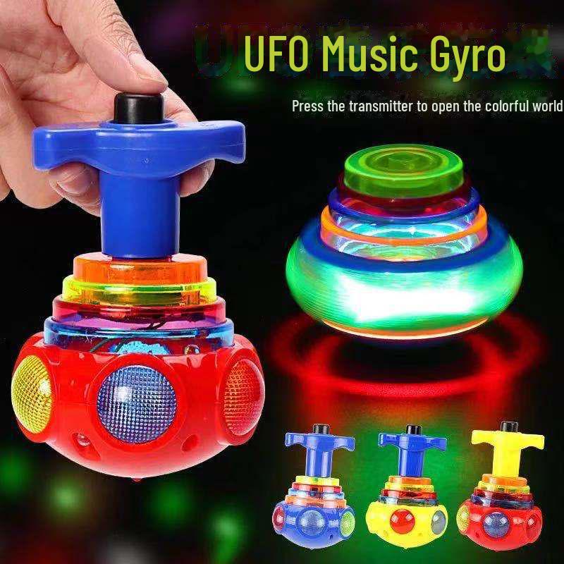 Colorful Flashing UFO Gyroscope Toy with Music for Kids