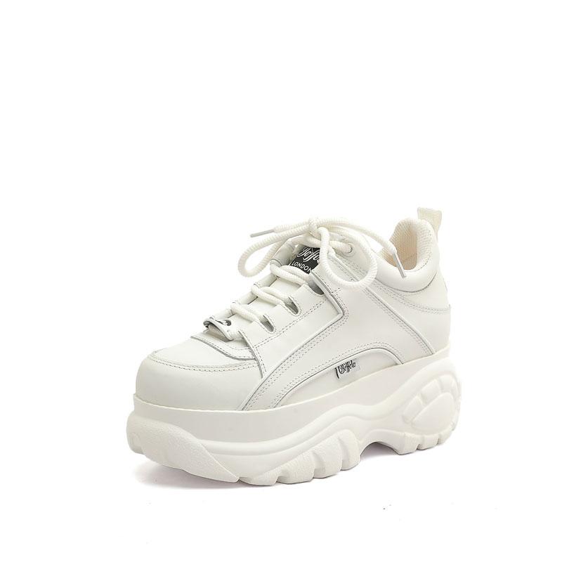 Piattaforma in Vera Pelle di Alta Qualità Scarpe Buffalo Sneakers Casual da Donna Punta Tonda Lusso Scarpe da Papà ST487 ST488 41