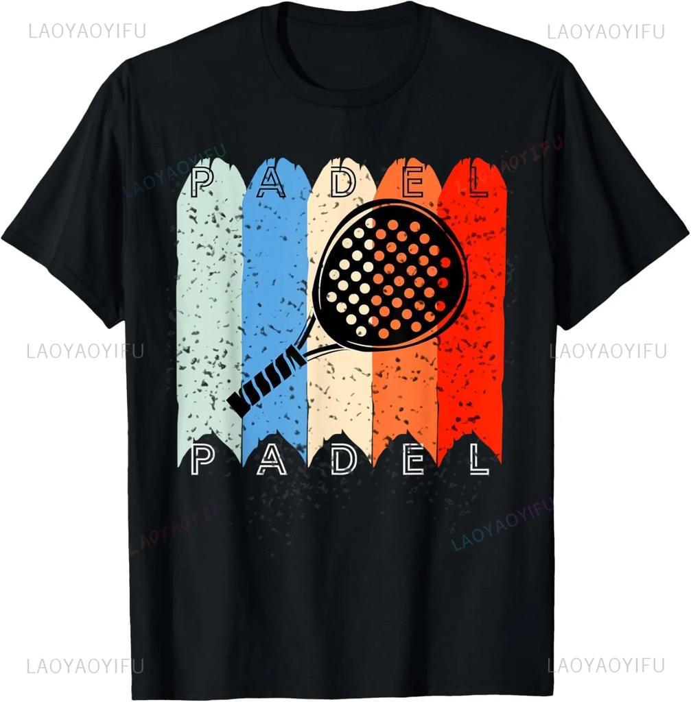 Padel Paddle Tennis Racquet Ball Vintage Colors T-Shirt  Casual Sports Street Couple Clothes  Streetwear  Mens T Shirts