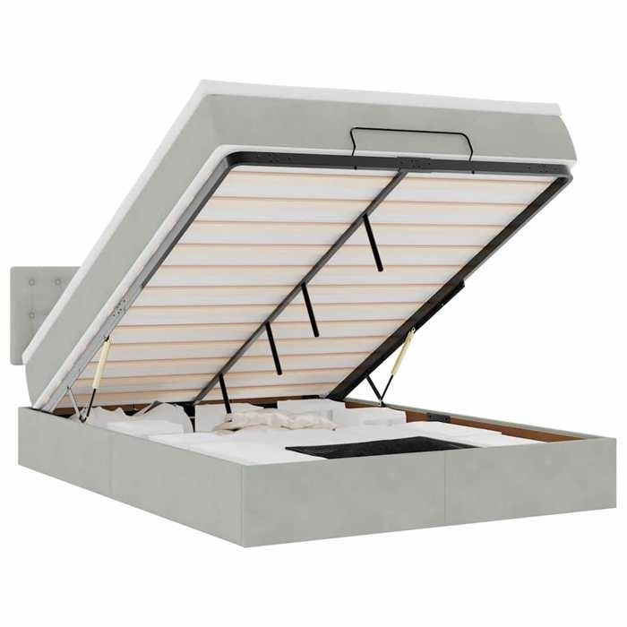 VidaXL Ottoman Bed Frame with Light Grey Mattress 140x200 Cm Velvet, Bed Frame, Upholstered Bed Frame, Bed Frame 3311921