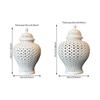 Ceramics Gingers Jar with Lid Decorative Flower Vases Cutout Lattice Crafts for Home or Kitchen Countertops Decoration