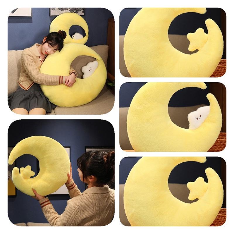 Cute Cartoon Moon And Star Plush Pillow Toy For Girls