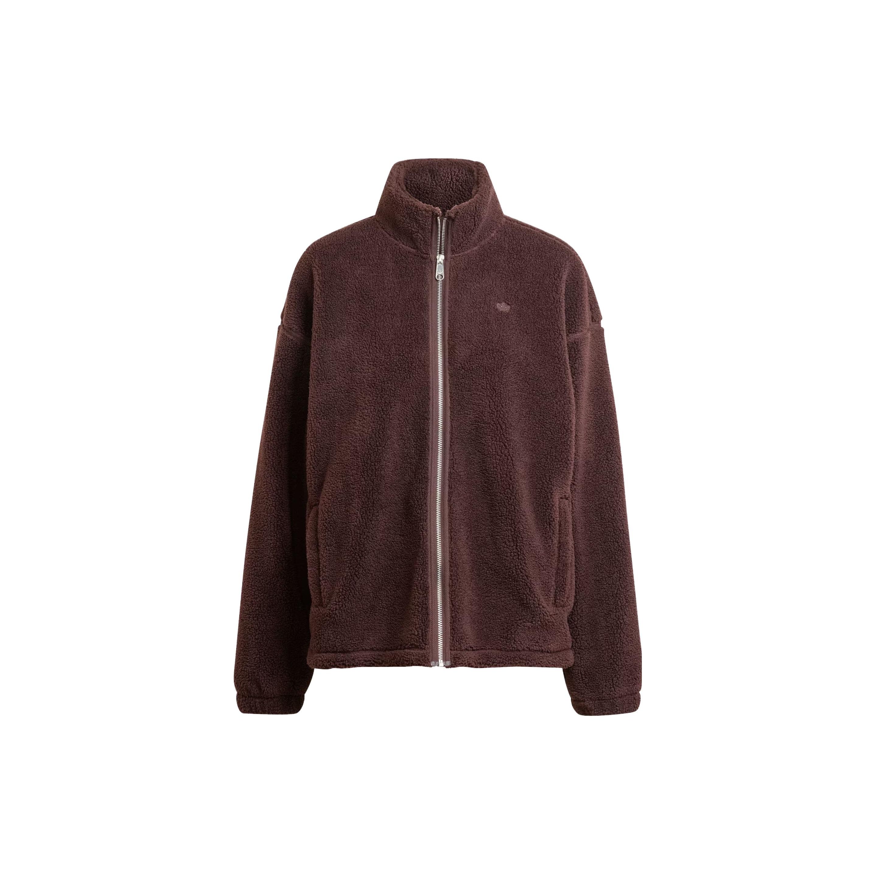 

Adidas Originals Women s Mock Neck Full Zip Warm Fleece Track Jacket Dark Brown IM3898 M