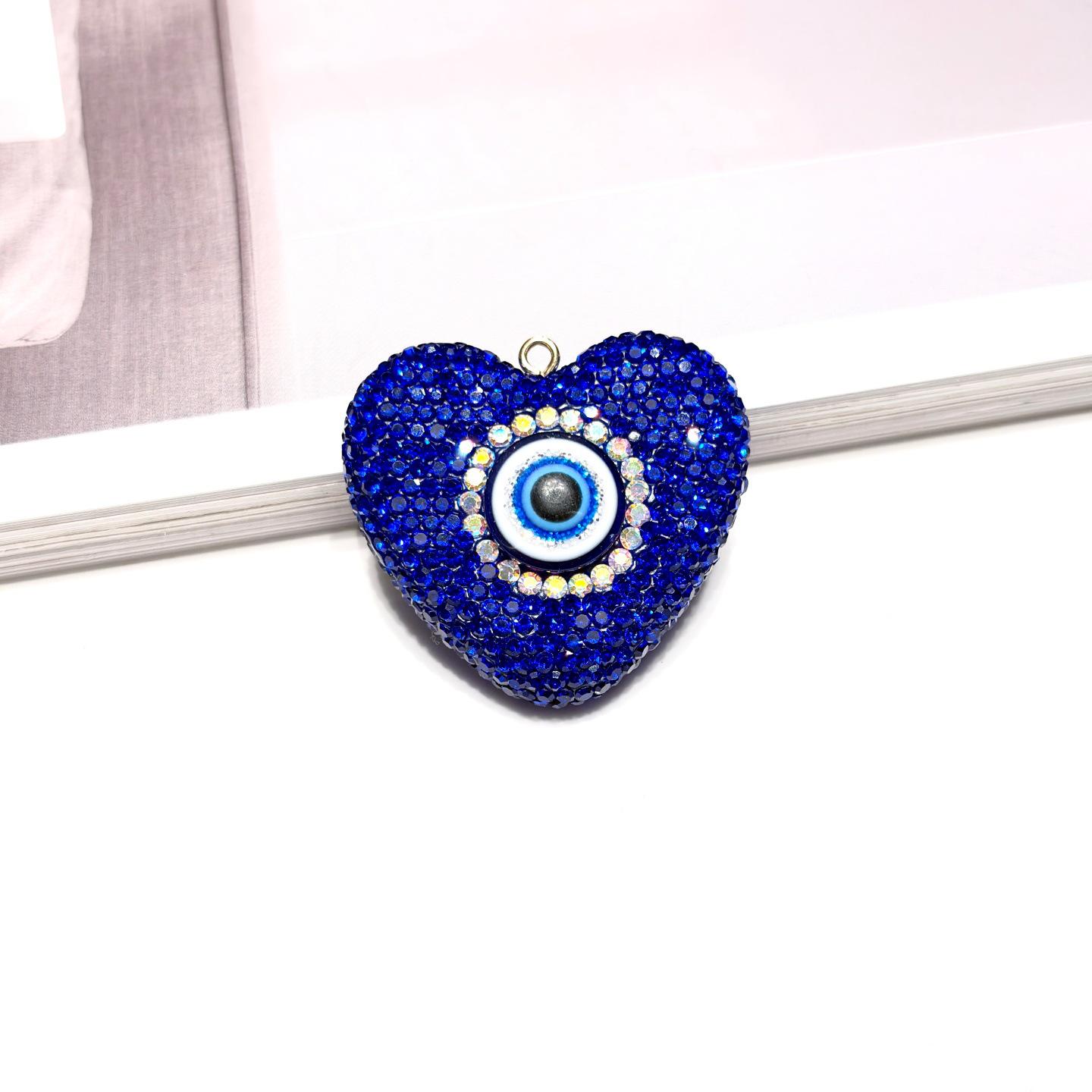 Handmade Rhinestone Demon Eye Heart Keychain Pendant Accessories