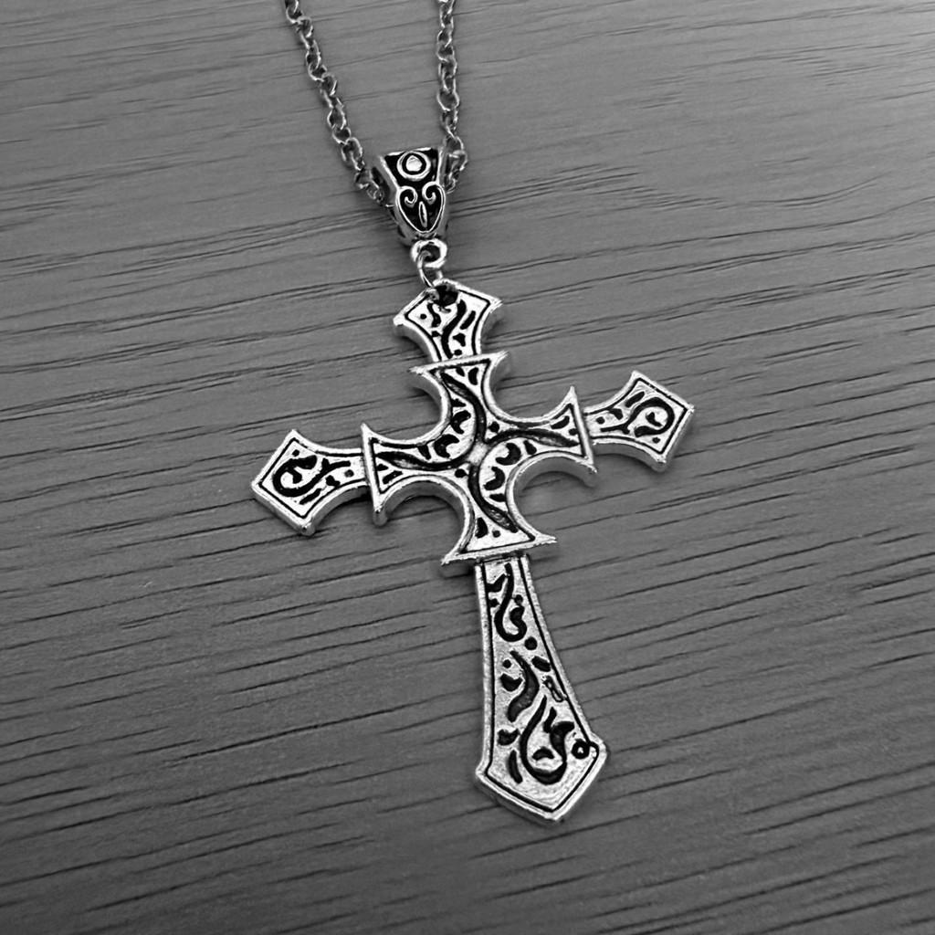 Cross Necklace For Men With Alloy Pendant And Chain Fashion Street Style For Daily Wear