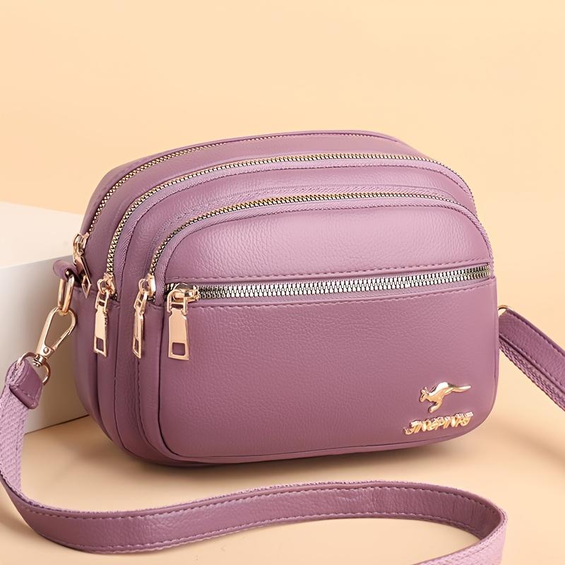Multi-Layer Shoulder Messenger Bag Women's Fashion Crossbody Purse Versatile Solid Color Handbag for Women Casual and Work Use