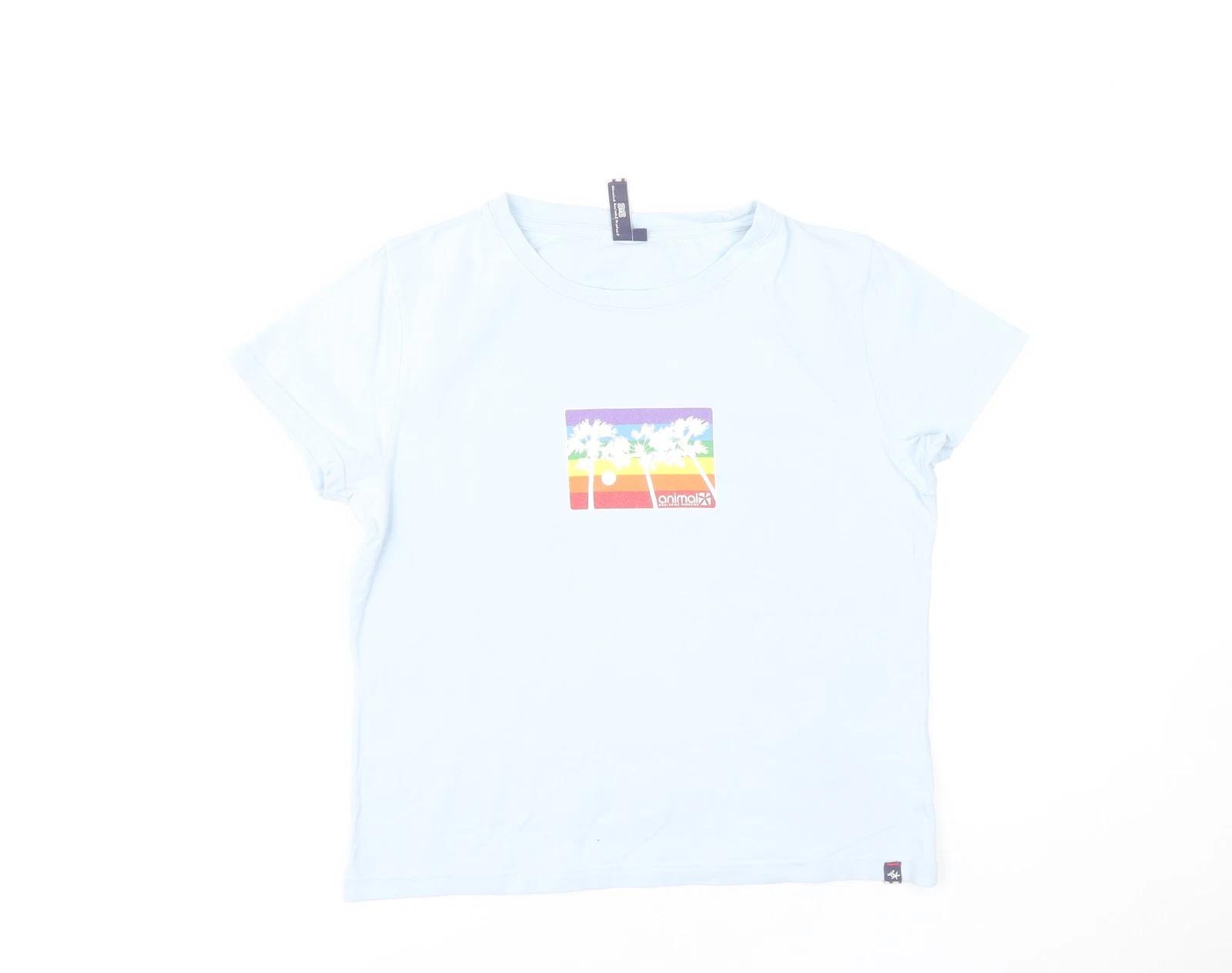 

Animal Womens Blue Graphic Print Cotton T-Shirt Size 16 4XL