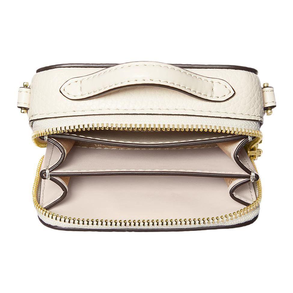 Michael Kors Mk Estelle Logo Dorato Pelle Granata Chiusura a Zip Piedini Protettivi Scatola in Pelle Borsa a Spalla Tracolla Mini da Donna 32F3G9EC0L-289