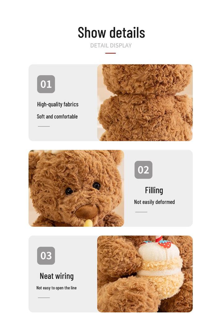 Cute and Soft Birthday Cake Bear Plush Doll - Perfect Gift for Girls