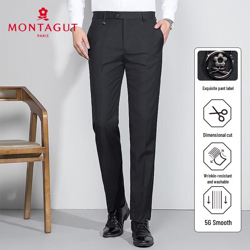 MONTAGUT Men's Straight Fit Summer Business Casual Trousers
