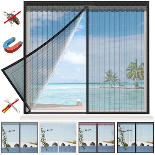 Simple Magnetic Screen Door Kit for Window, Insect Repellent Net, Screen Curtain for Small Windows, Magnetic, Automatic Opening and Closing, Mosquito