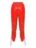 Completo Crop Top Lucido Impermeabile e Pantaloni Capri da Donna Manica Corta Vita Elastica Coulisse sui Lati delle Gambe per Allenamento Festa
