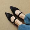 Fashion NEW Spring Women Pumps Horsehair Shoes for Women Pointed Toe Chunky Heel Shoes Elegant Mary Janes Low Heel Sheep Suede Shoes