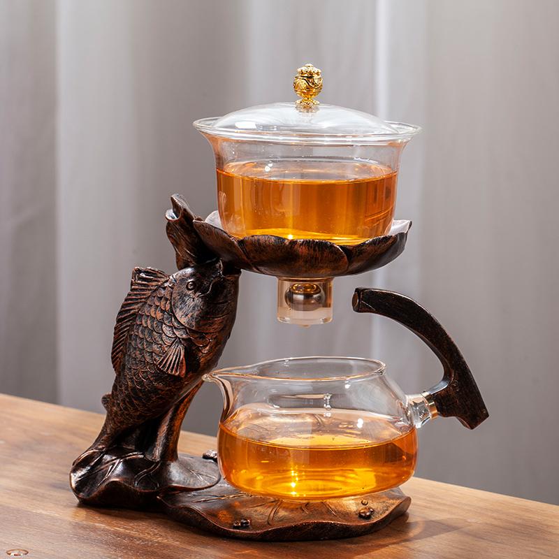 

Fish Shape Glass Tea Set Automatic Teapot Tea Infuser Magnetic Water Diversion Heat-resistant Kungfu Tea Drinking Tea Maker