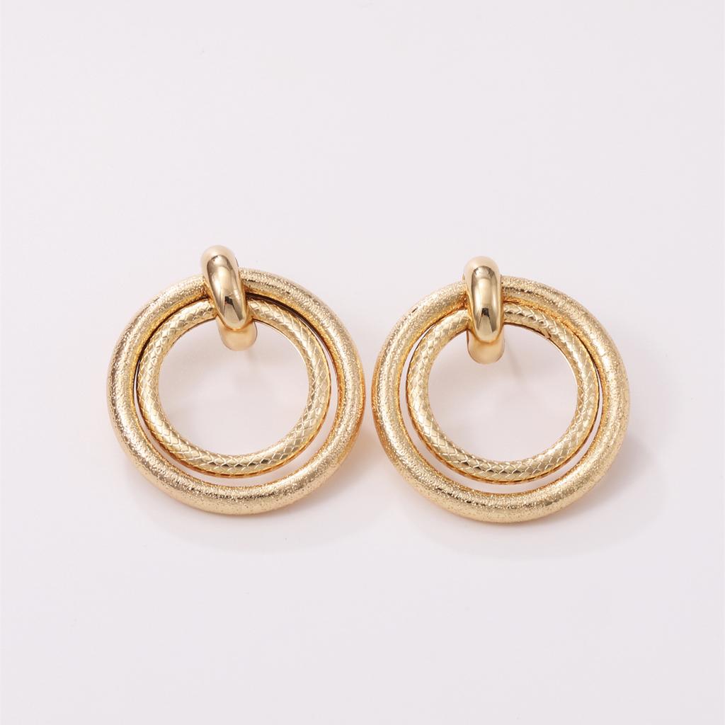 European and American exaggerated earrings, personality geometry, large circle metal trendy temperament, double-layer hollow tube earrings