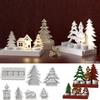 Christmas Candle Holder Ornament Plaster Mold - DIY Santa Tree House 4-Cell Candle Stand Silicone Craft Mold