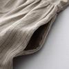 Baumwolle und Leinen Elegant Gestreift Locker Große Größe Damen Handarbeit Plissiert Literarischer Sinn Beige Weste Kleid