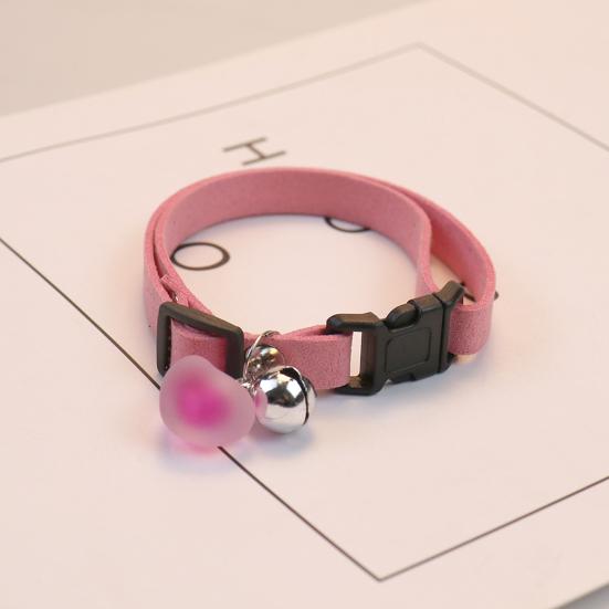 Cat Dog Collar Anti-pull Heart Bell Pendant Adjustable One Size Anti-break Neck