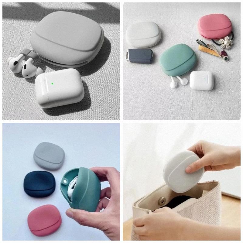 Silicone Headphone Pouch Case Portable Cable Organizer Anti-Fall Mini Wire Storage Case Charging Cord Earphone Protective Bag