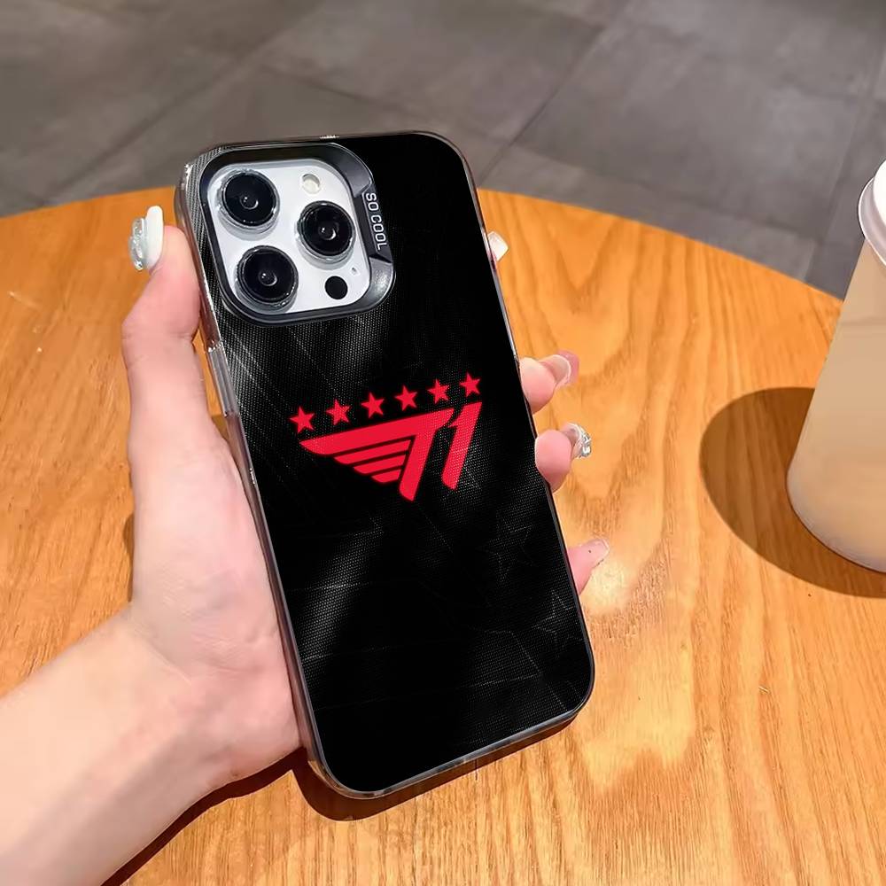 Team T1 F-Faker 2025 LCK Six Star Phone Case For iPhone17 16 15 14 13 12 Pro Max Grey Black Matte Laser Metallic Aurora Funda