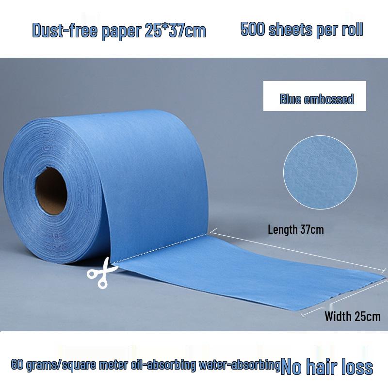 Industrial Dust-Free Oil-Absorbent Wiping Paper - Large Roll, Blue & White Non-Woven Fabric