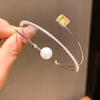 Geometrisches Zirkon-Quadrat-Perlen-Dreilagen-Offenes Armband mit elegantem Finish für modische Bürokleidung