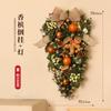 Handmade PVC Christmas Wreath Hanging Ornament Indoor Small Pine Needle Cones with Upside Rattan Bow Pendant Indoor Decorations