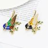 Bird Brooch  New Oil Drop Painting  Simple Fashion Brooch Pin Suit Temperament Alloy Pearl Neckpin Jewelry