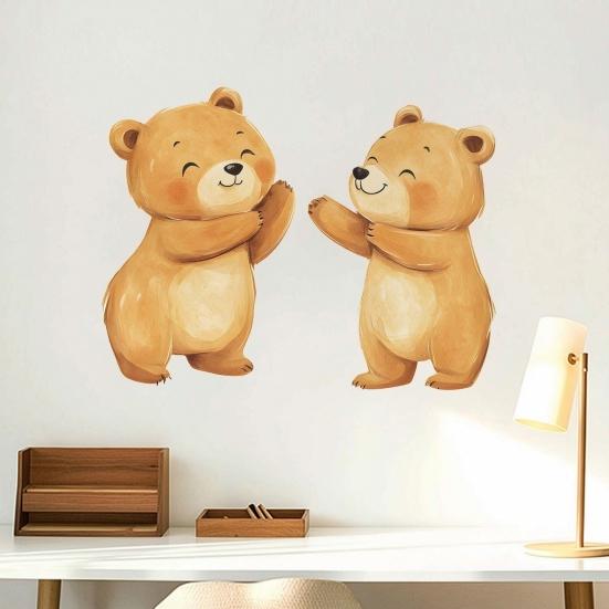 Bear Design Window Sticker, Self-Adhesive Waterproof Wall Decal for Living Room Bedroom Entrance Hall Home Decor