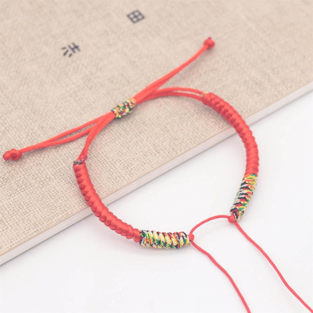 Zodiac Red Rope Diamond Knot Bracelet with Beads and Peace Buckle for Couples