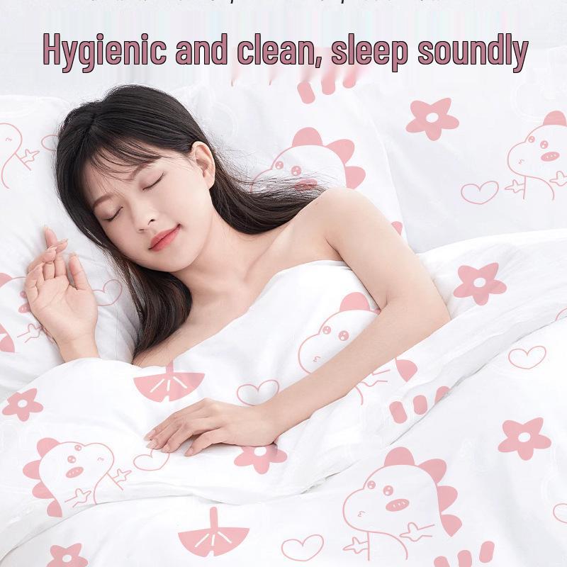 Four-Piece Printed Travel Disposable Bedding Set for Home or Hotel