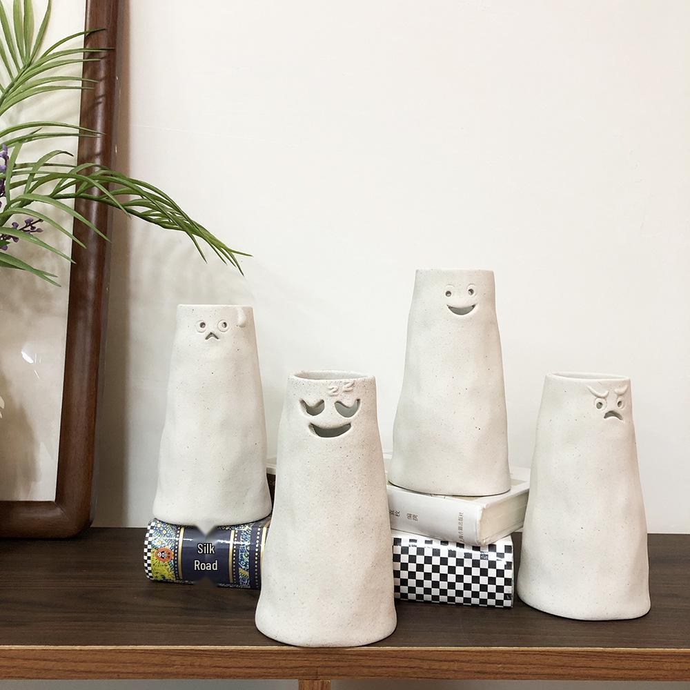 4-Piece Creative Ceramic Vase Set - White Decompression Design 38.5x20x11.5 cm грязно-белый