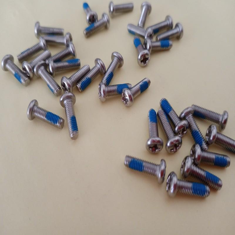 Nickel-Plated Pan Head Phillips Screw with Thread-Locking Adhesive (Sizes: M1.4-M5)