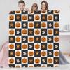 Thanksgiving Flannel Blanket - Maple Leaf & Pumpkin Design Throw for Sofa Decoration