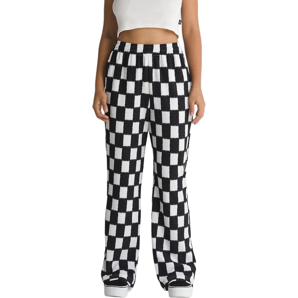 Vans Benton Kostkované Snadné Kalhoty Volný Střih Široké Nohavice Elastický Pas Dlouhé Kalhoty Dámské kalhoty Černá VN000GA51KP