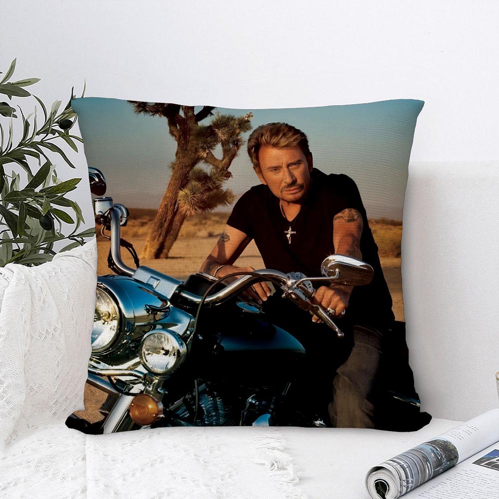 J-Johnny H-Hallyday Pillow Case Sofa Decorative Home Double-Sided Print Plush Square Throw Pillow Covers Cushion Decor Cover