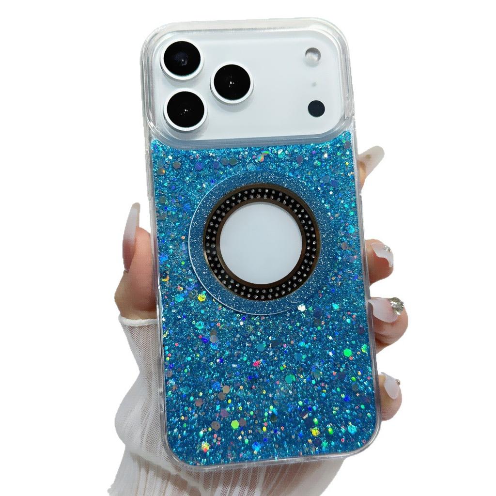 Electroplated edge drill hollow magnetic mobile phone case for Apple 17PROMAX trend 16 creative protective case 15/14