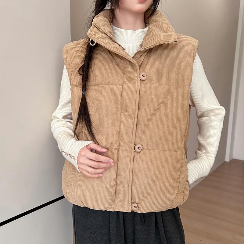 Corduroy Vest Women's Autumn and Winter New Short Loose Versatile Vest Fashion Vest Jacket Tide