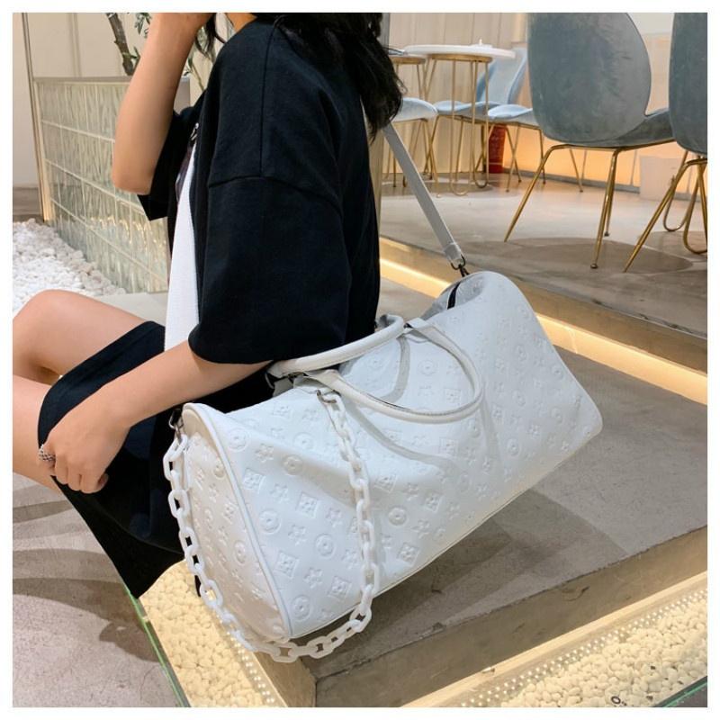 Women Travel Bag Large Capacity Pu Hand Luggage Bag Sports Fitness Bag Embossed Bag