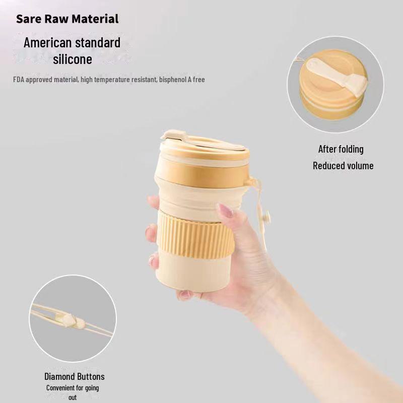 Foldable Silicone Coffee and Juice Cup for Travel and Outdoor Use