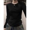 American Style Slim Fit Gray Long Sleeve Women's T-Shirt - Autumn/Winter Wear