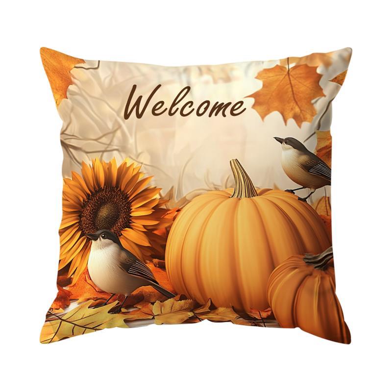 Autumn Pumpkin Cushions Pillowcase Printed Polyester 45x45cm Throw Pillow Cover Decorative Sofa Cushion Pillowslip Home Decor