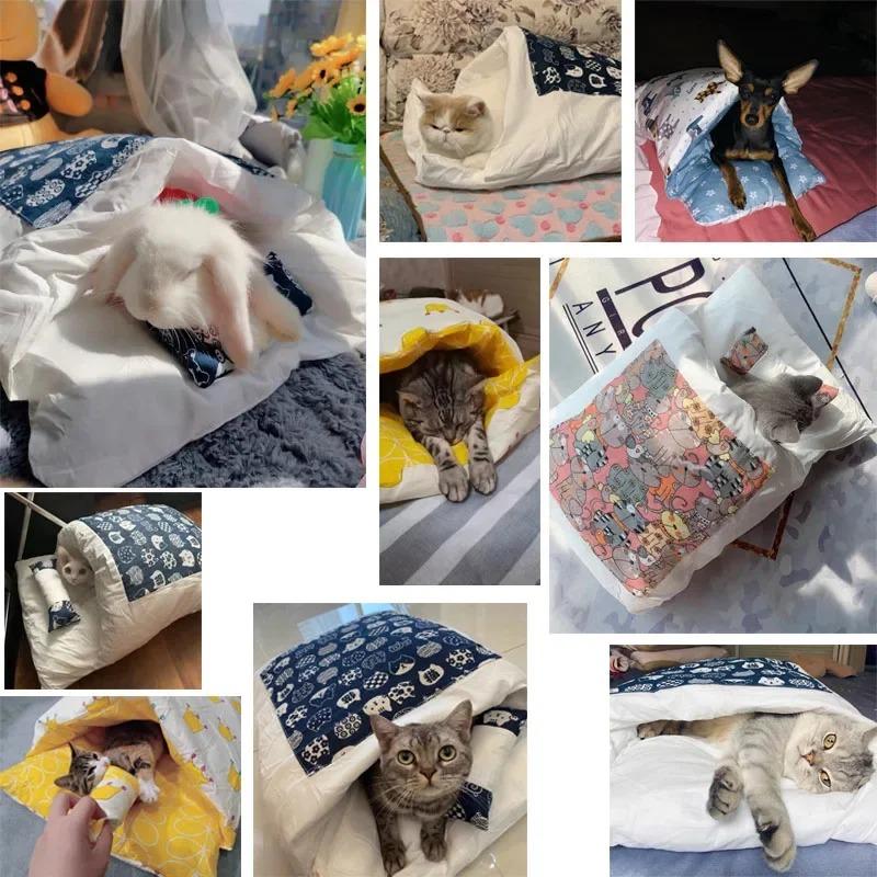 Kawaii Zdejmowane Łóżko dla Kota Dom Artykuły Produkty dla Dorosłych Kotów Duże Łóżko dla Psa Zwierzaka Dom Jaskinia Wygodne Jedzenie Słodkie