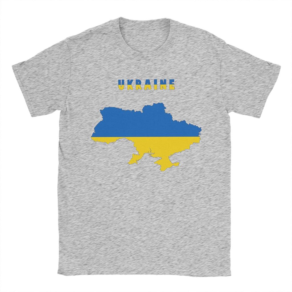 Ukrainian Flag Inside Map Of Ukraine Pure Cotton T Shirt For Men Beach Funny TShirts ONeck Tees Oversize Dropshipping Clothes