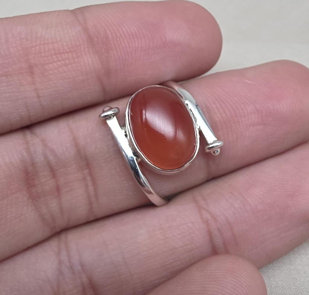 Carnelian Sterling Silver Ring Handmade July Birthstone Jewelry Gemstone Gift for Women